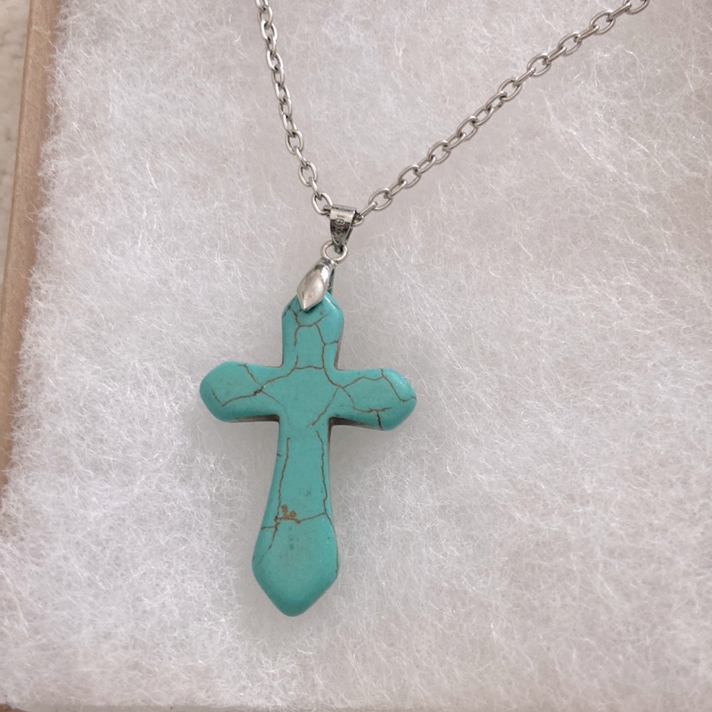 Turquoise cross necklace